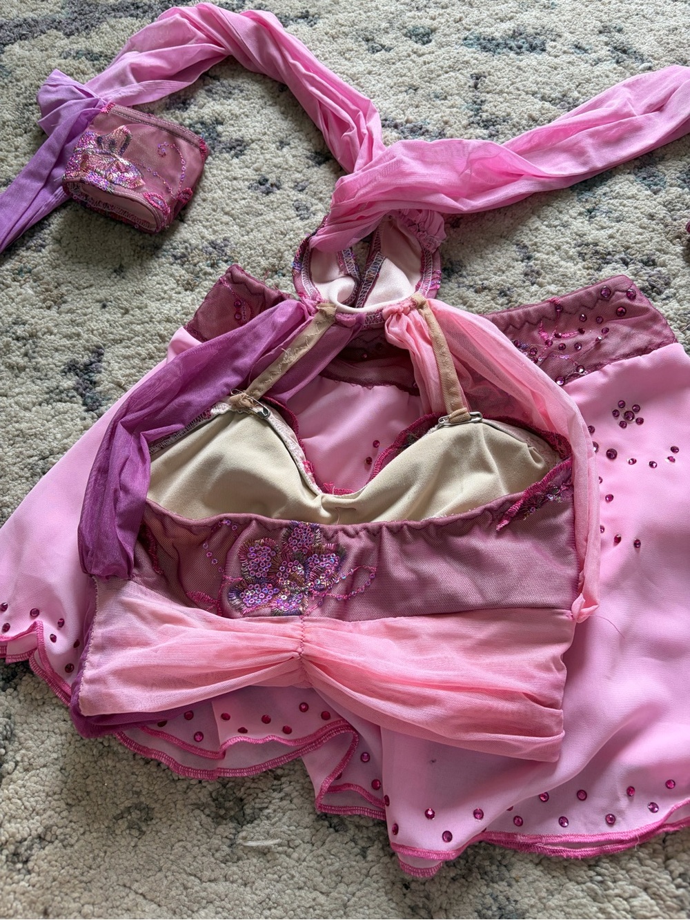 Custom Light Pink Two Piece Dance Costume - Picture 5 of 7